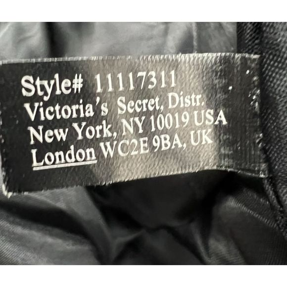 Victoria's Secret Tote Black large no close bag braided tassel gold logo travel - Picture 8 of 9